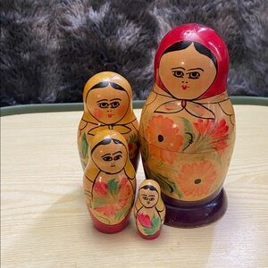 Vintage Colorful Russian Nesting Dolls